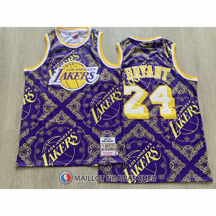 Maillot Los Angeles Lakers Kobe Bryant NO 24 Mitchell & Ness 2007-08 Volet2